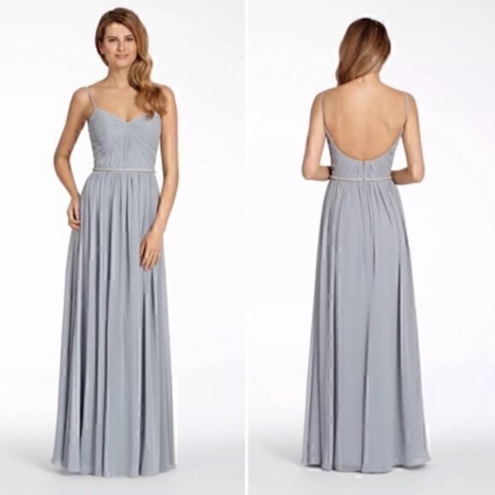 BCBGMAXAZRIA GOWN BLUE FULL LENGTH GOWN DRESS LIGHT BLUE STRETCH BOHO ETHEREAL 4 - Picture 5 of 17